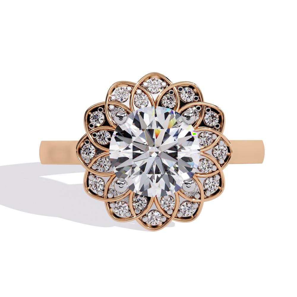 The Brandi Round Floral Halo Engagement Ring