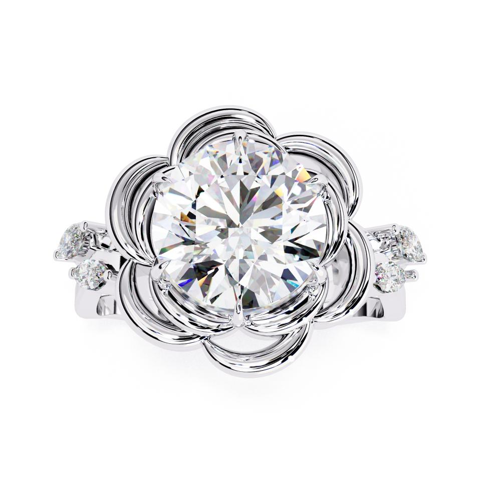 The Guidry Round Rose Petal with Accent Stone Engagement Ring