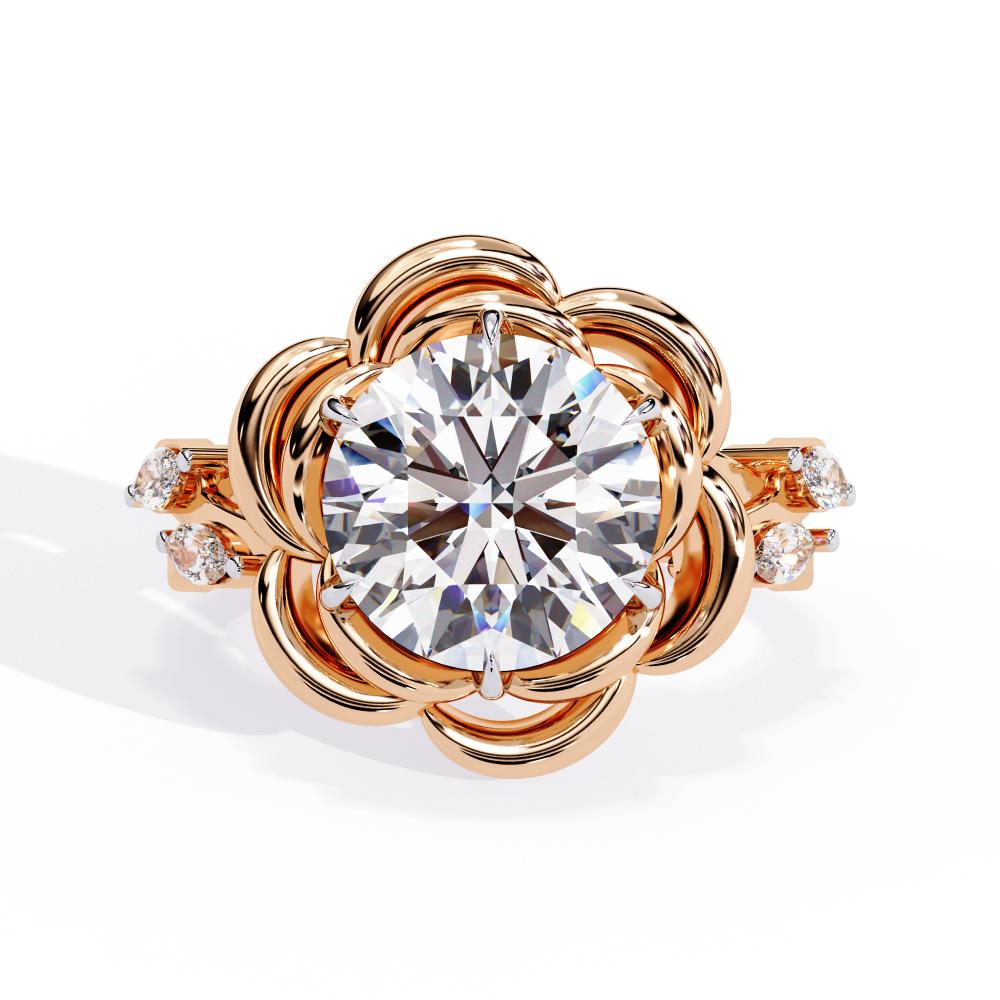 The Guidry Round Rose Petal with Accent Stone Engagement Ring