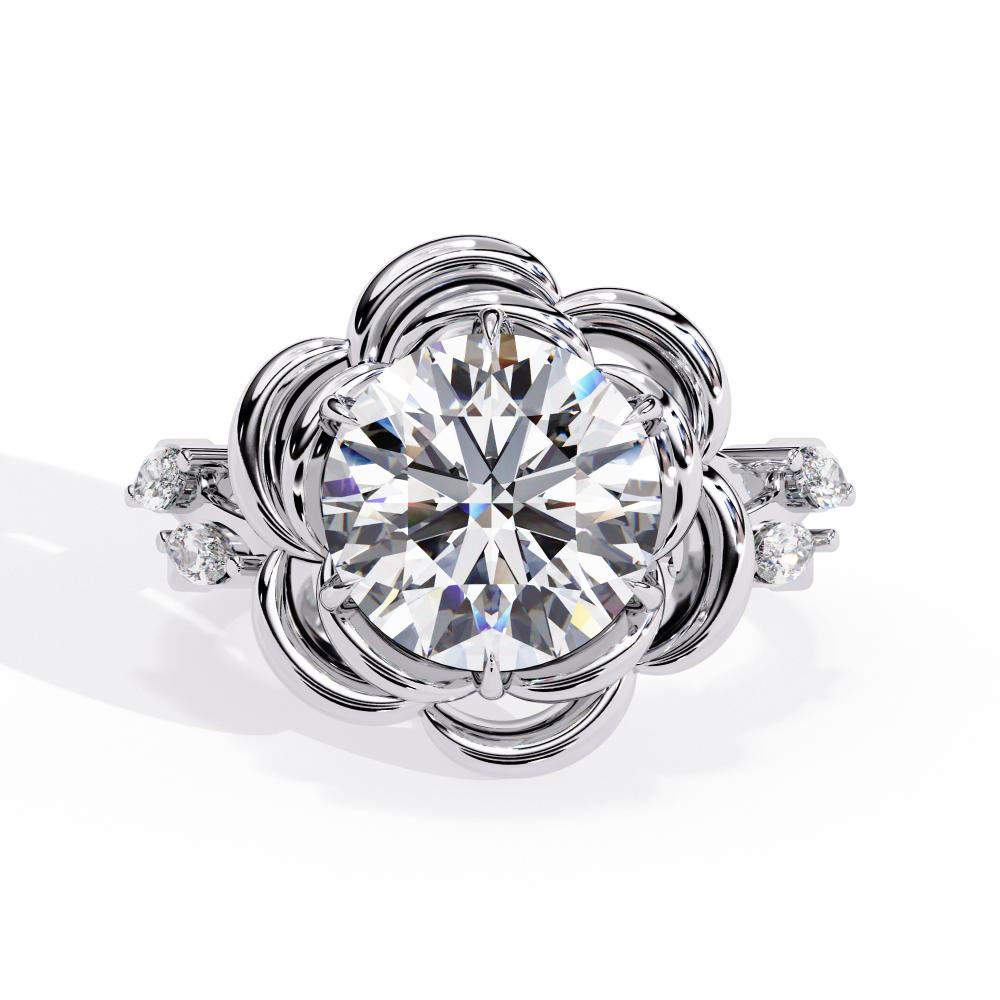 The Guidry Round Rose Petal with Accent Stone Engagement Ring