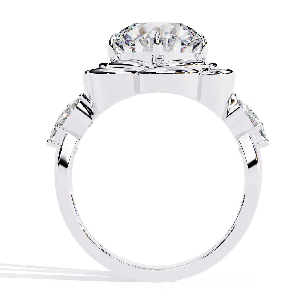 The Guidry Round Rose Petal with Accent Stone Engagement Ring