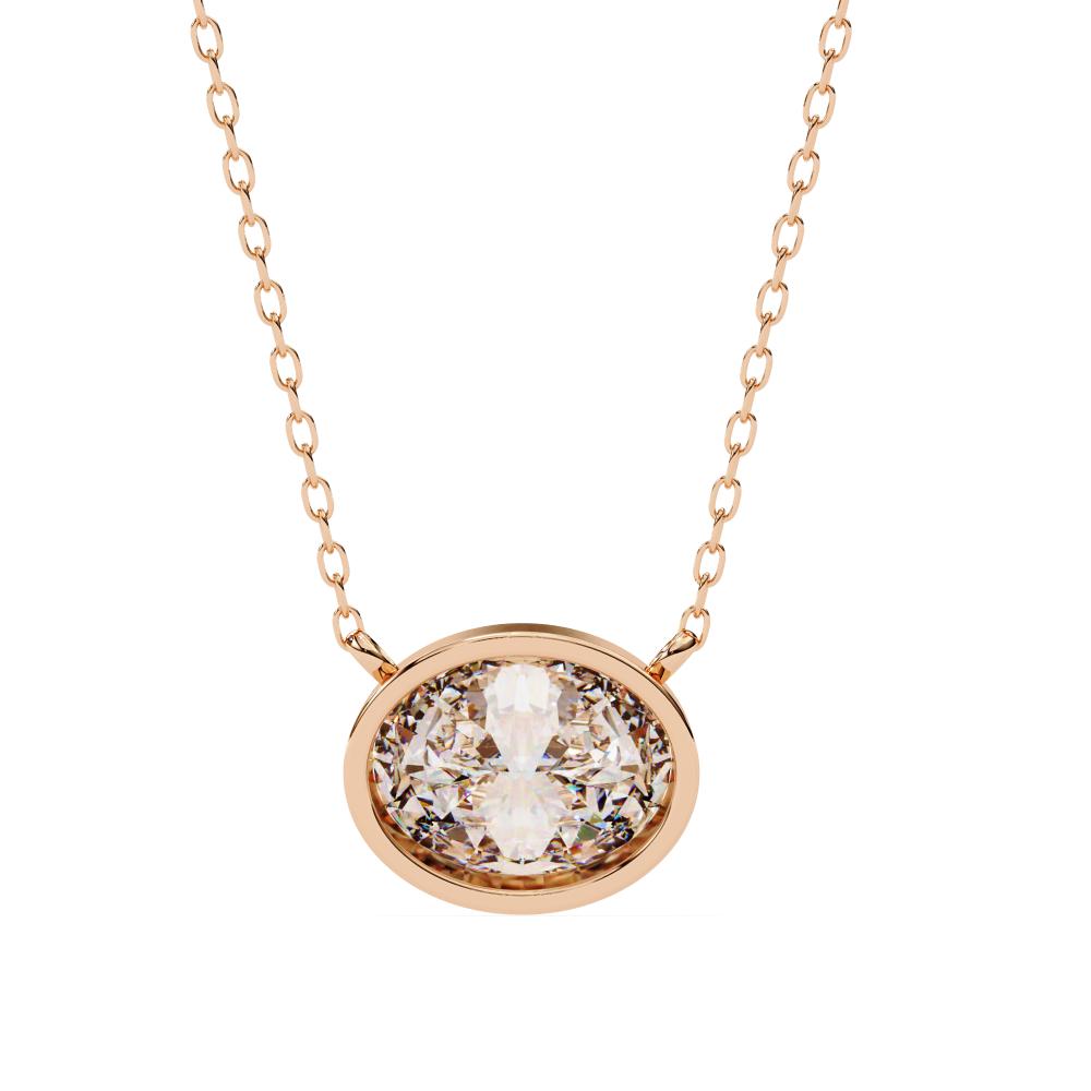 The Olivia Oval Bezel Set Pendant With Chain