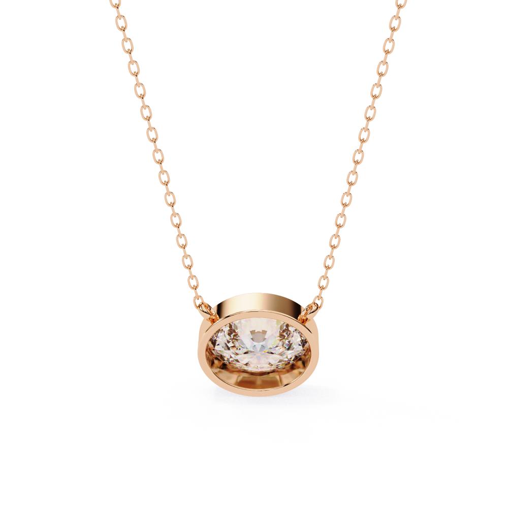 The Olivia Oval Bezel Set Pendant With Chain