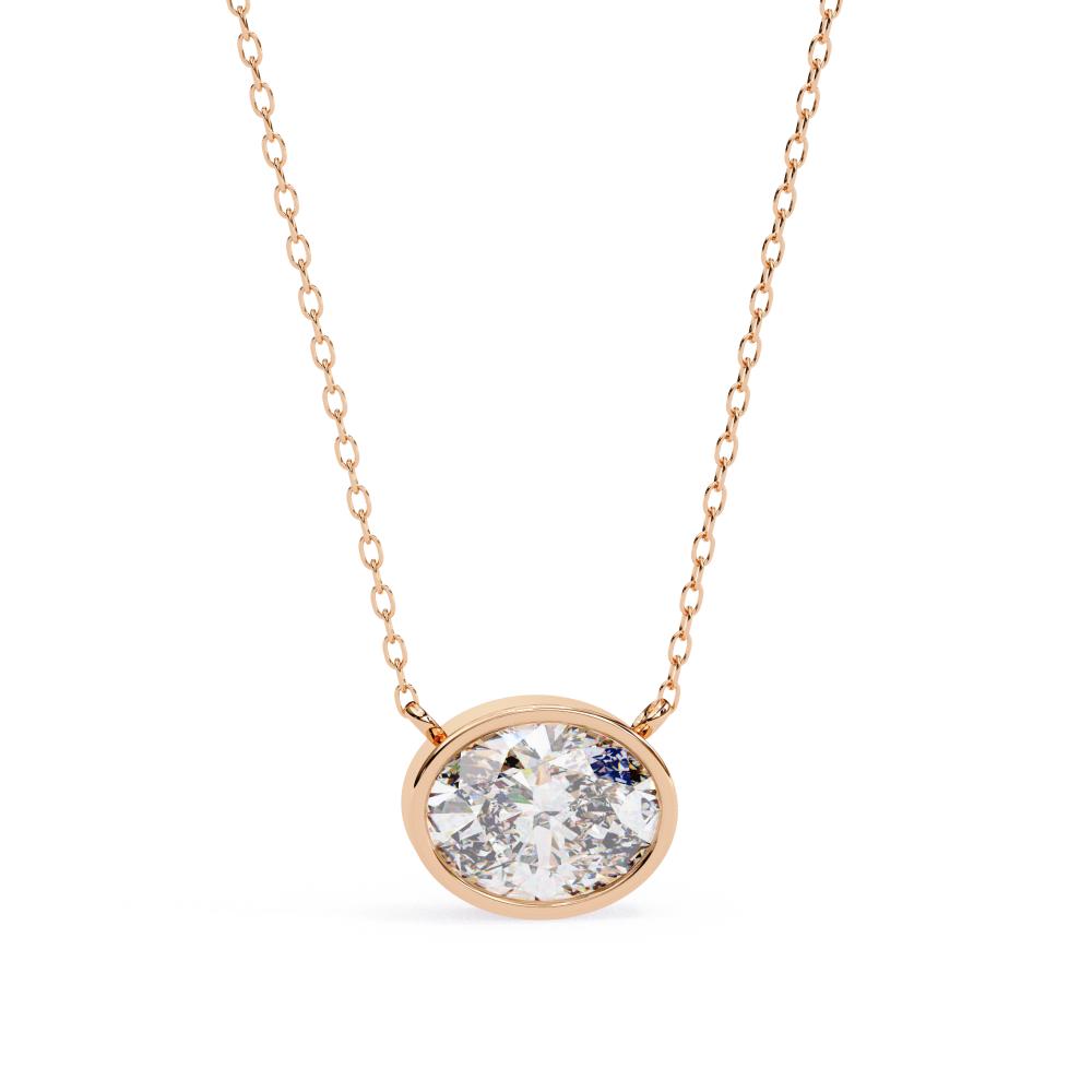 The Olivia Oval Bezel Set Pendant With Chain