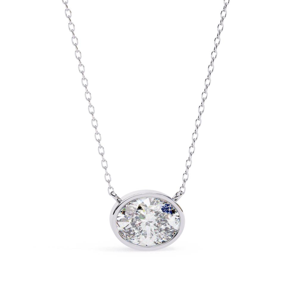 The Olivia Oval Bezel Set Pendant With Chain