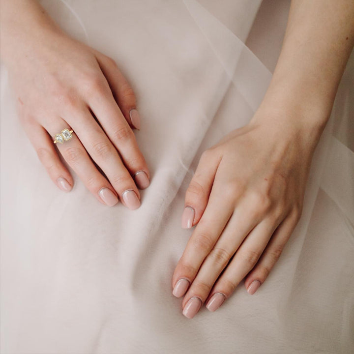The Sofia Pear & Emerald Bezel Toi Et Moi Engagement ring
