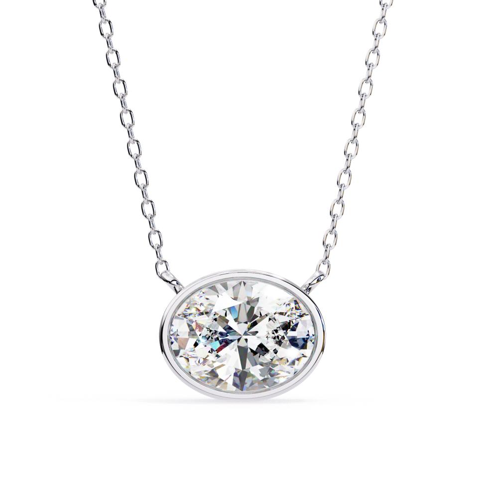 The Olivia Oval Bezel Set Pendant With Chain