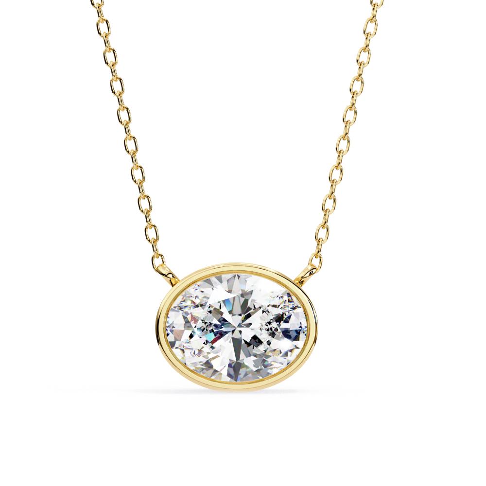 The Olivia Oval Bezel Set Pendant With Chain