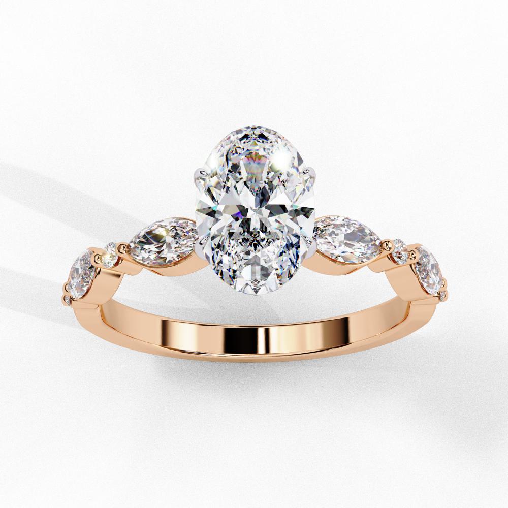 The Joanna Oval Solitaire Accent Engagement Ring