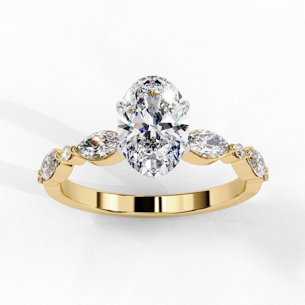 The Joanna Oval Solitaire Accent Engagement Ring