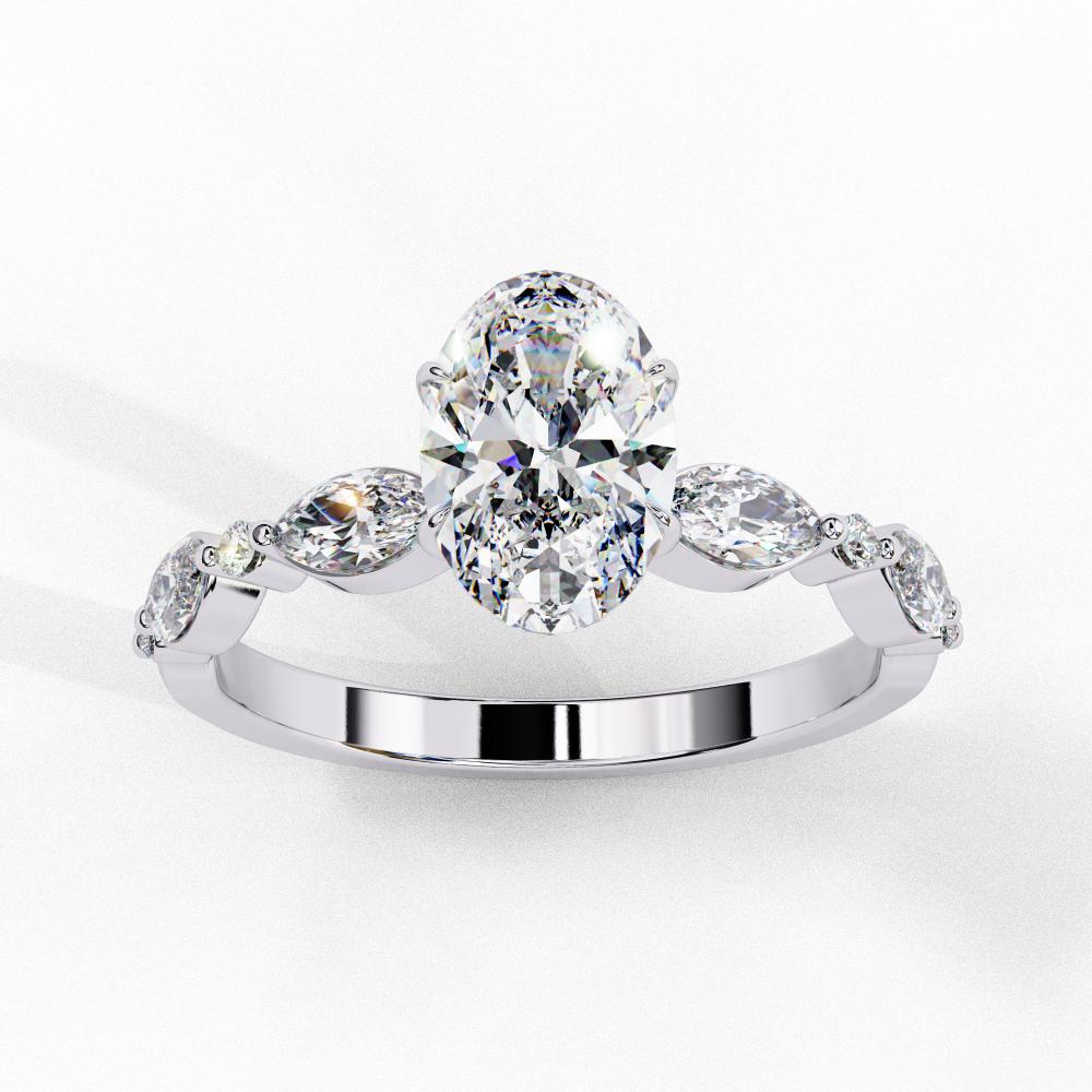 The Joanna Oval Solitaire Accent Engagement Ring