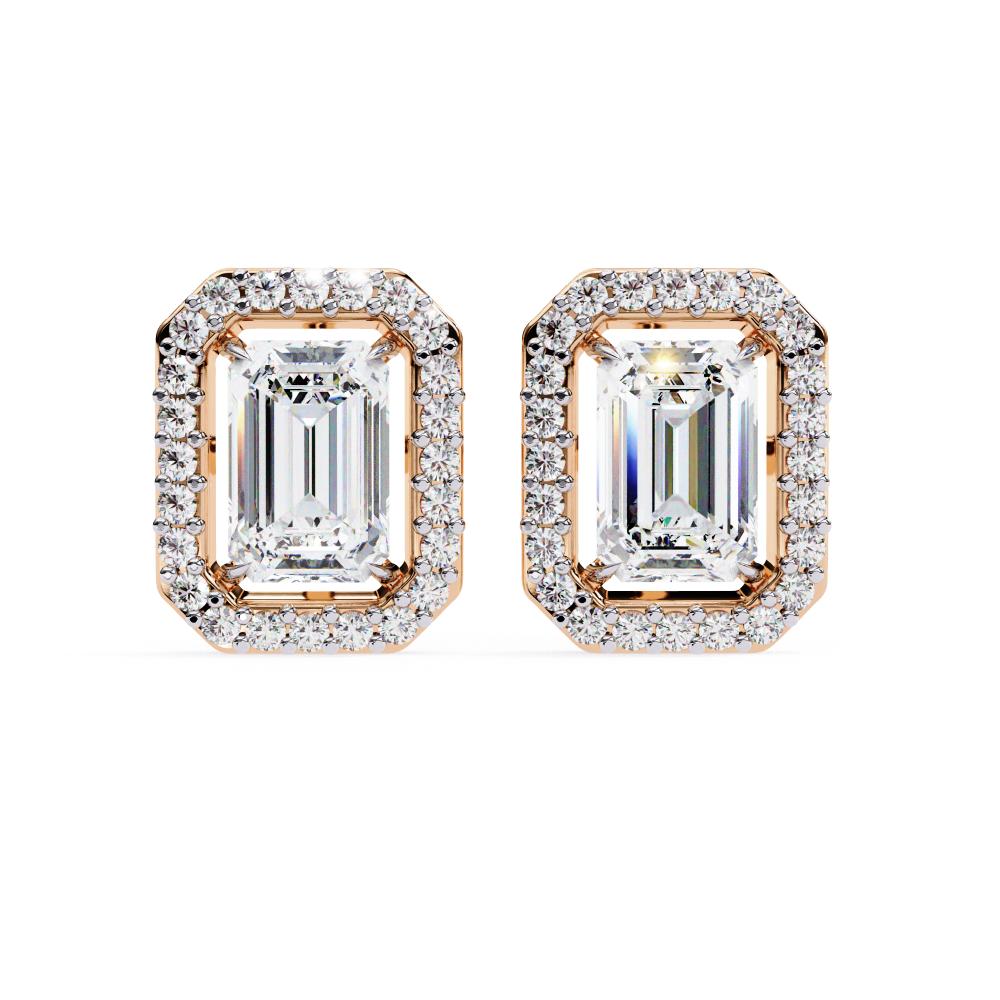 The Elijah Emerald Halo Style Stud Earrings