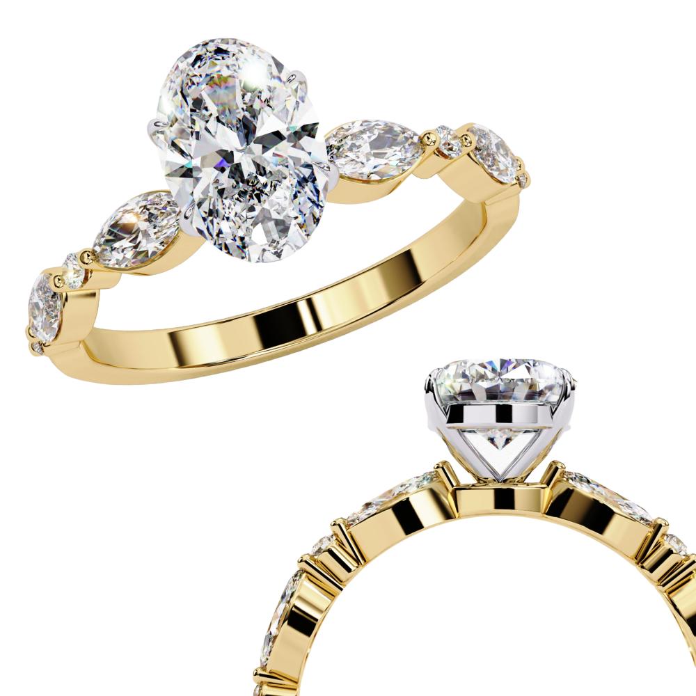 The Joanna Oval Solitaire Accent Engagement Ring