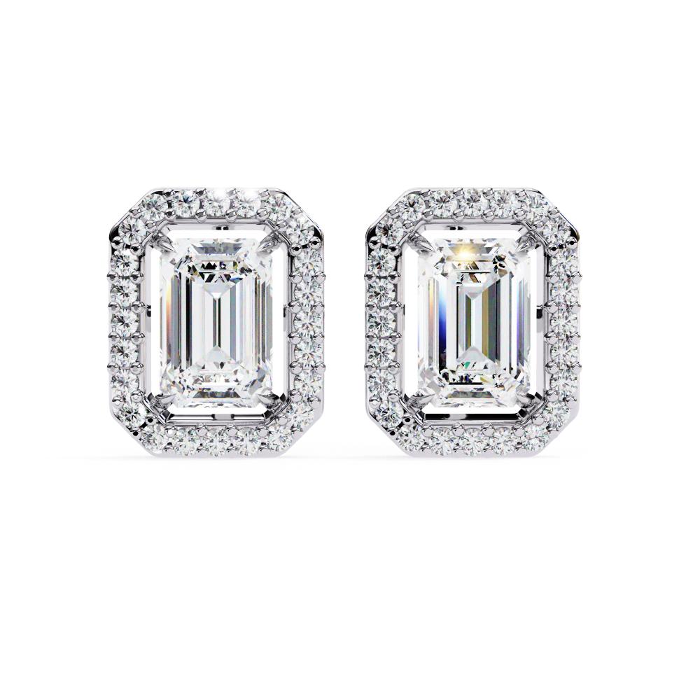 The Elijah Emerald Halo Style Stud Earrings