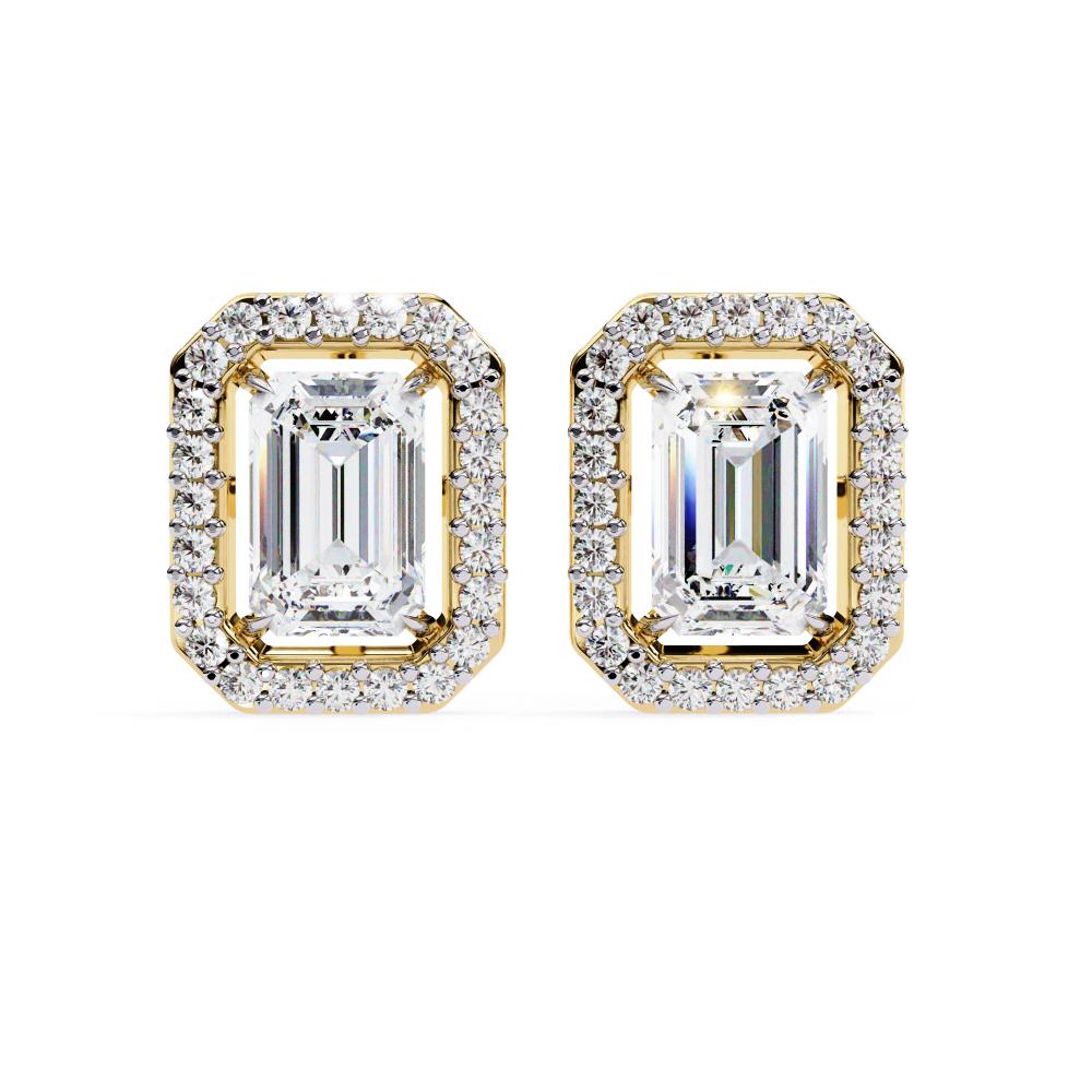 The Elijah Emerald Halo Style Stud Earrings