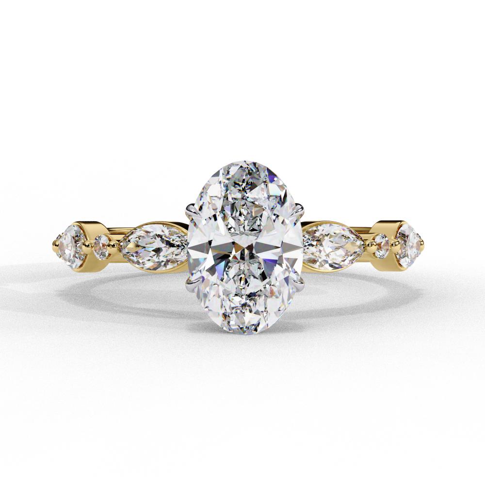 The Joanna Oval Solitaire Accent Engagement Ring