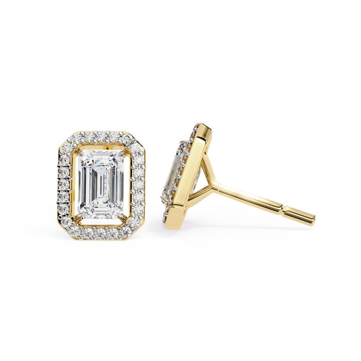 The Elijah Emerald Halo Style Stud Earrings