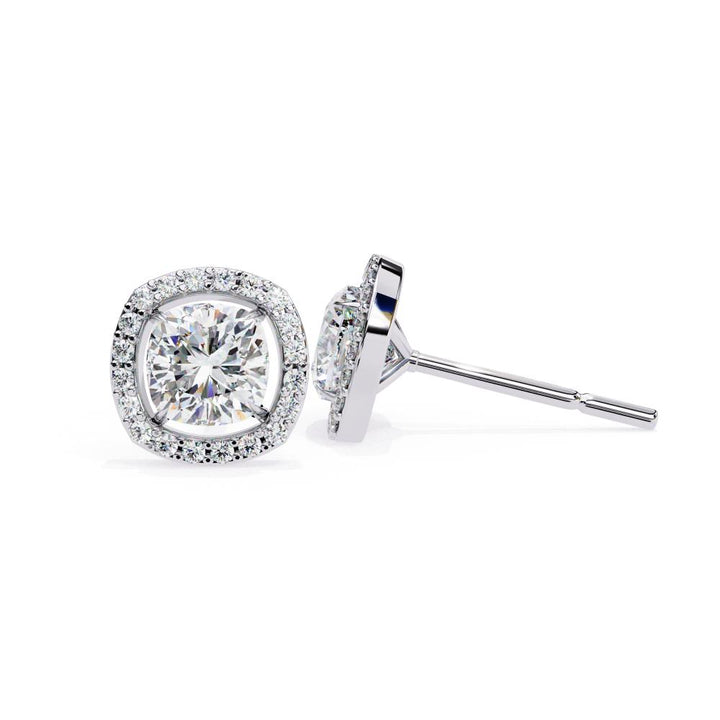 The Elijah Cushion Halo Style Stud Earrings