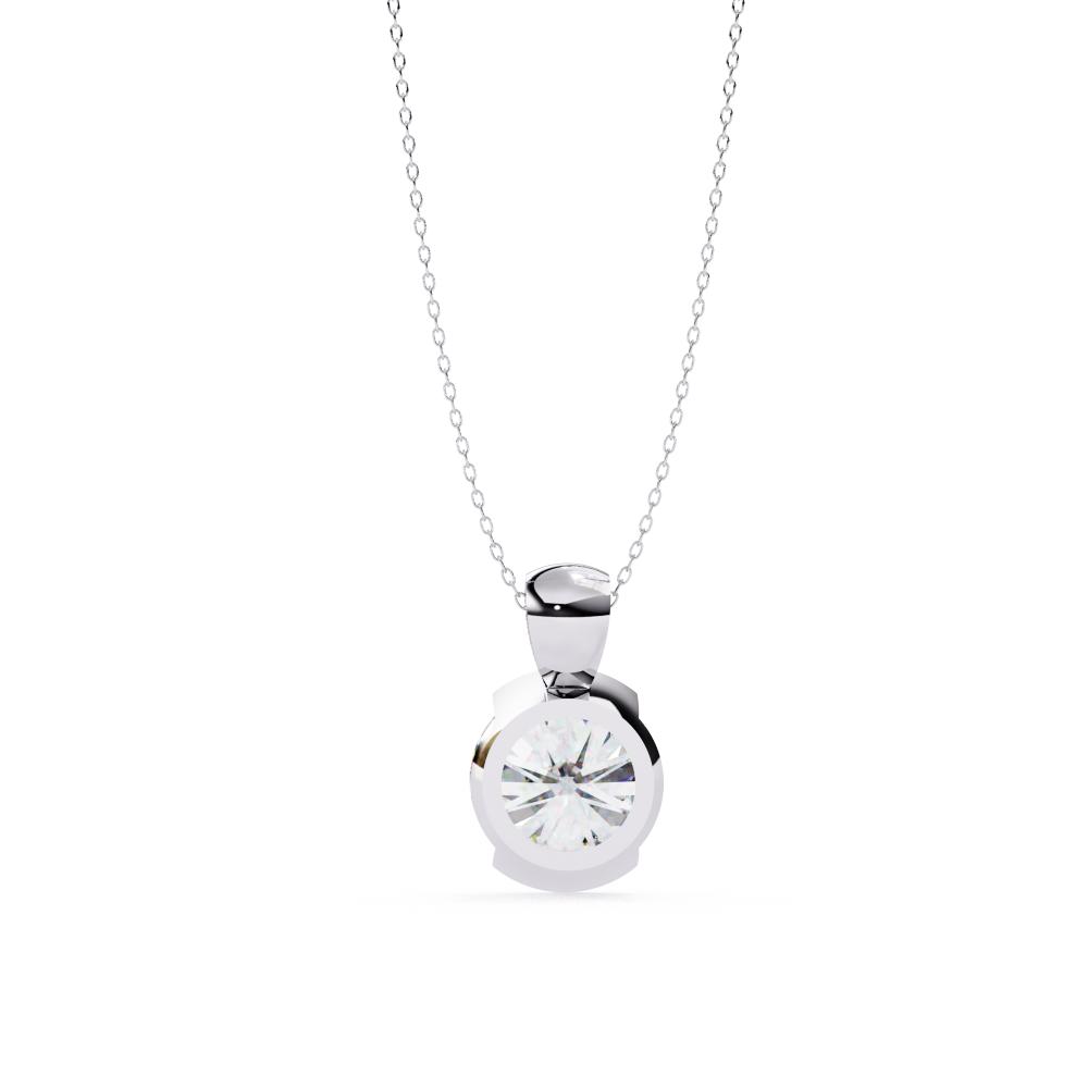 The Hazel Round Bar Set Solitaire Pendant With Chain