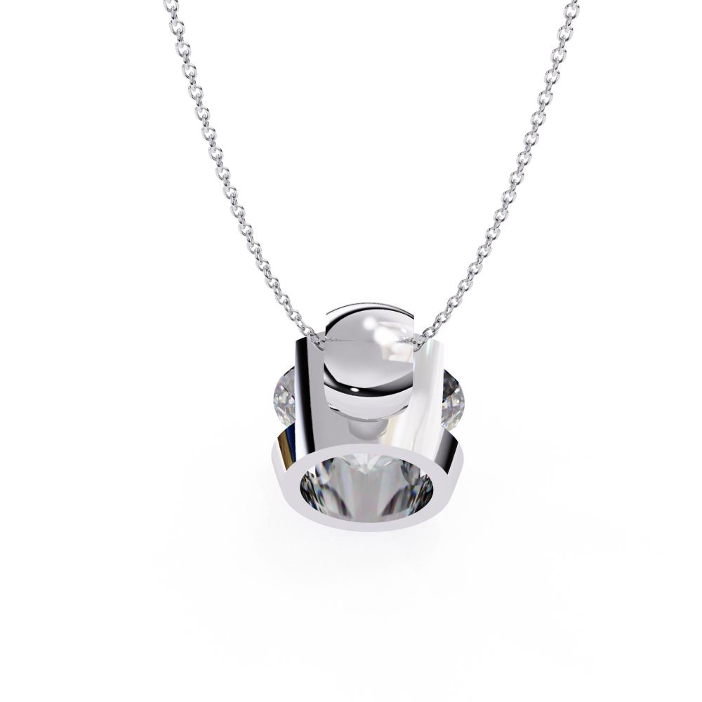 The Hazel Round Bar Set Solitaire Pendant With Chain