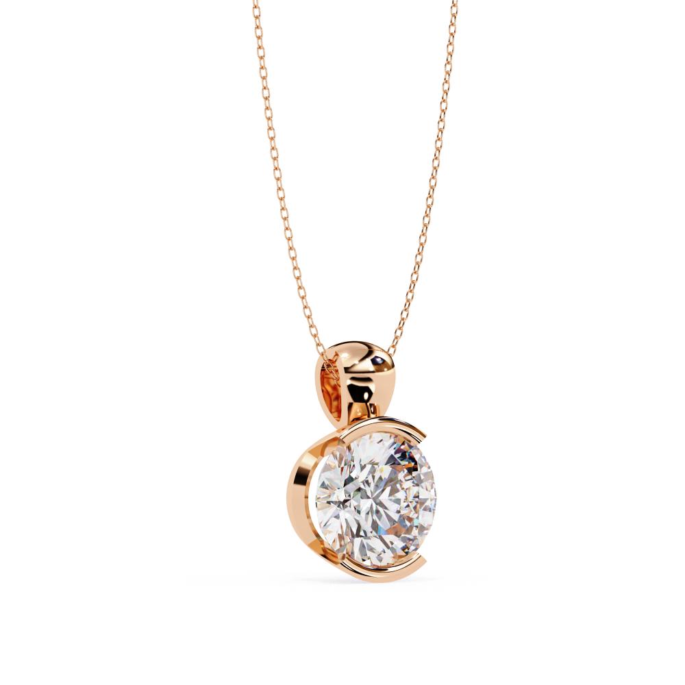 The Hazel Round Bar Set Solitaire Pendant With Chain