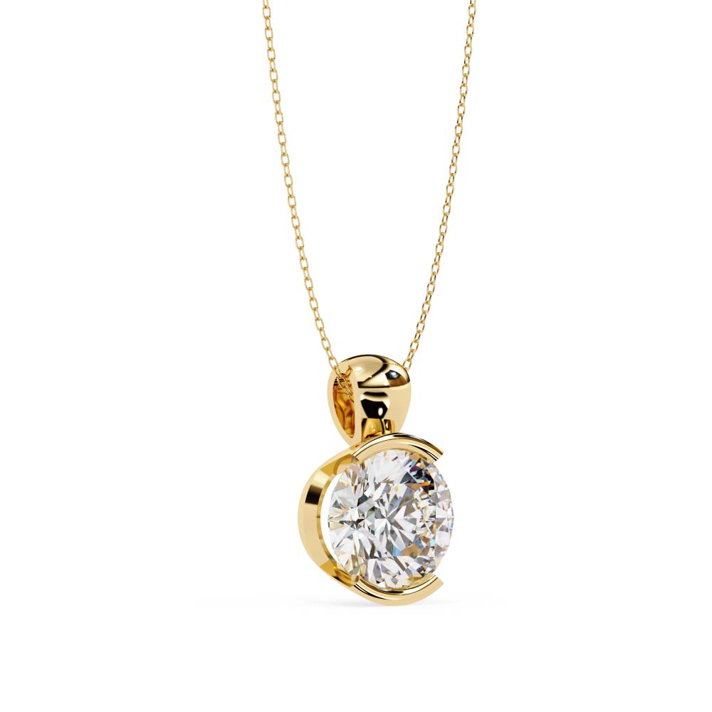 The Hazel Round Bar Set Solitaire Pendant With Chain