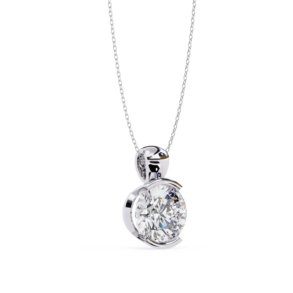 The Hazel Round Bar Set Solitaire Pendant With Chain