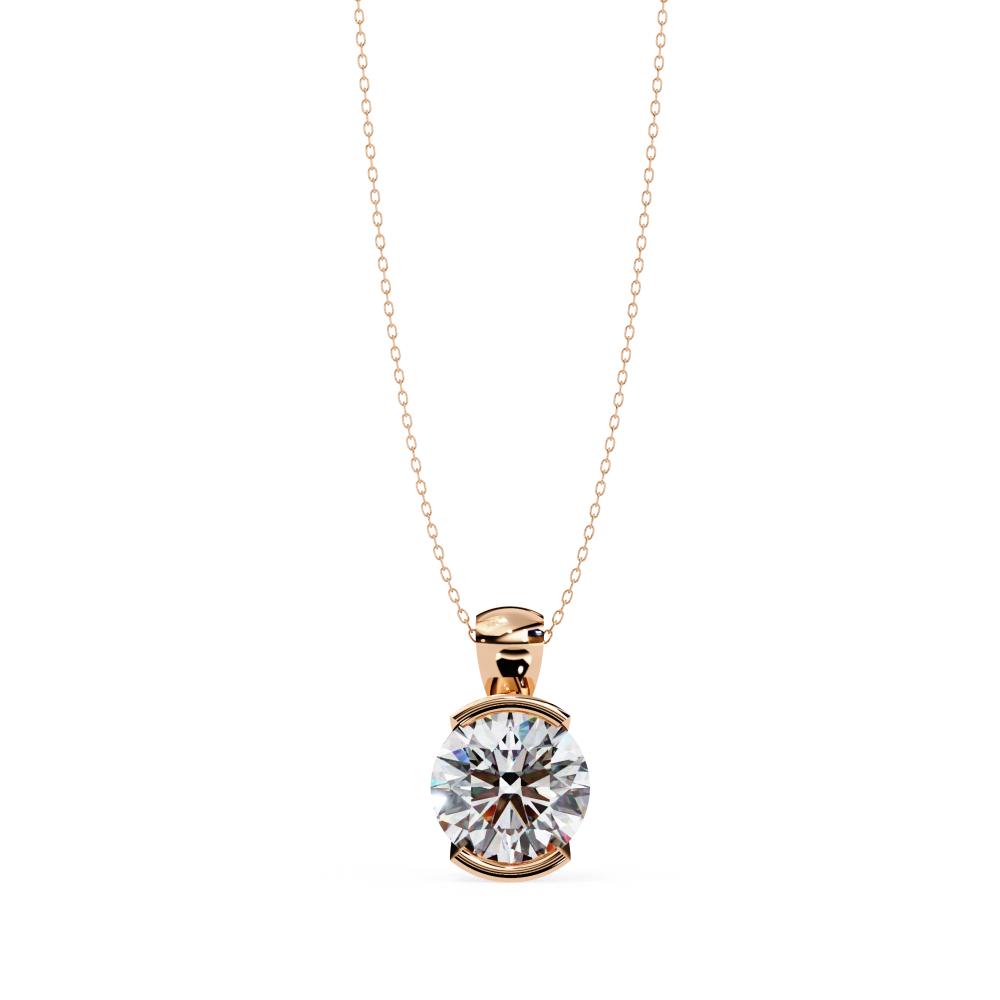 The Hazel Round Bar Set Solitaire Pendant With Chain