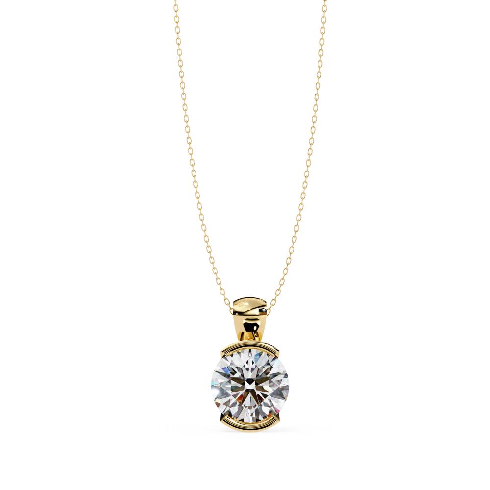 The Hazel Round Bar Set Solitaire Pendant With Chain