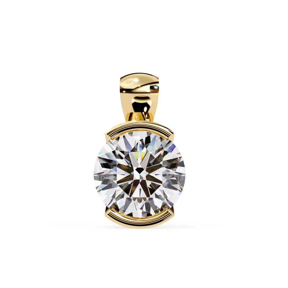 The Hazel Round Bar Set Solitaire Pendant With Chain