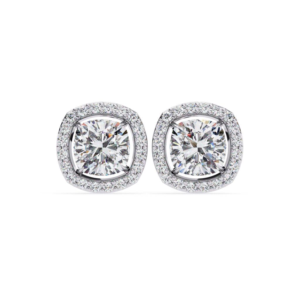 The Elijah Cushion Halo Style Stud Earrings