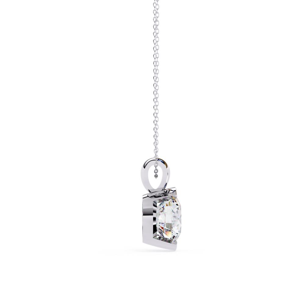 The Hazel Round Bar Set Solitaire Pendant With Chain