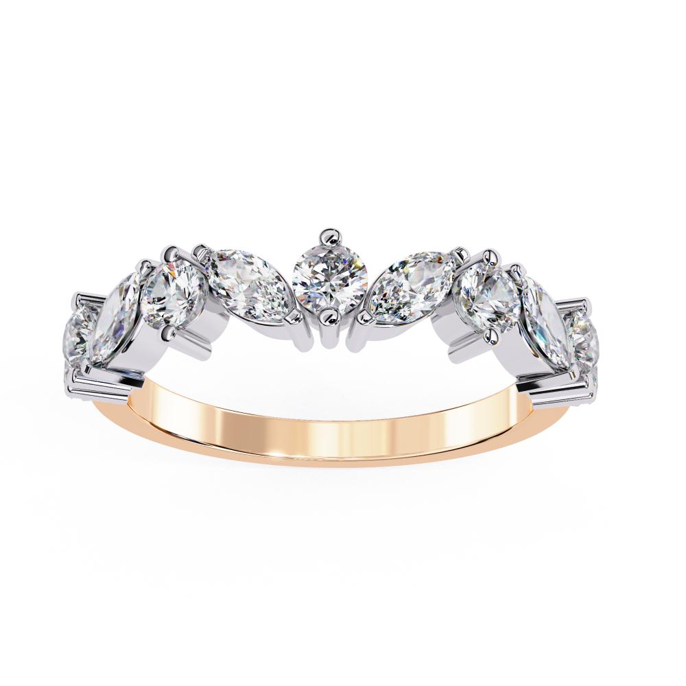 The Hiba Marquise Round half Eternity Wedding Band