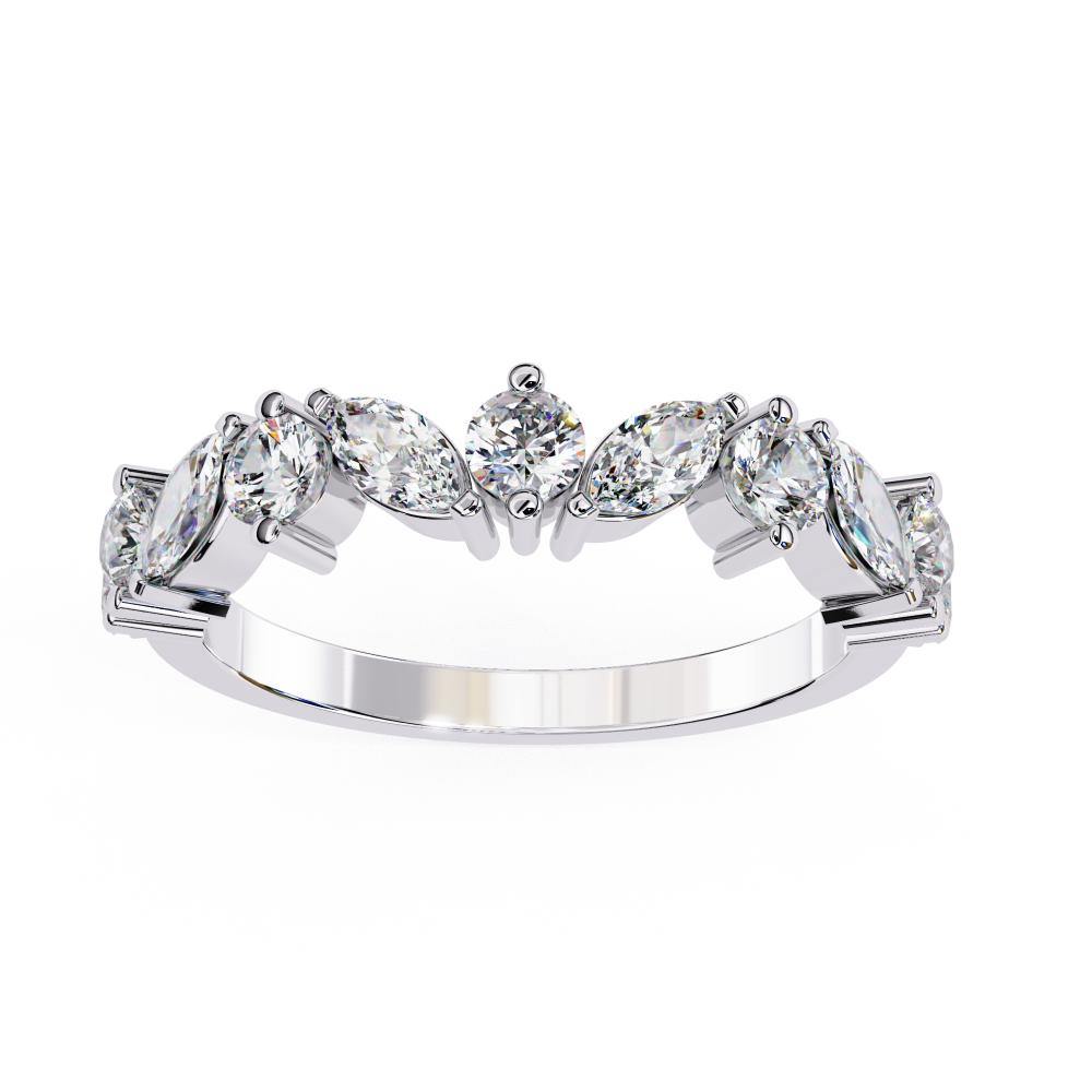 The Hiba Marquise Round half Eternity Wedding Band