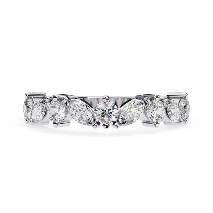 The Hiba Marquise Round half Eternity Wedding Band