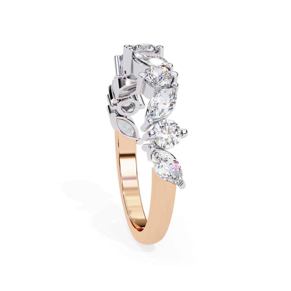 The Hiba Marquise Round half Eternity Wedding Band