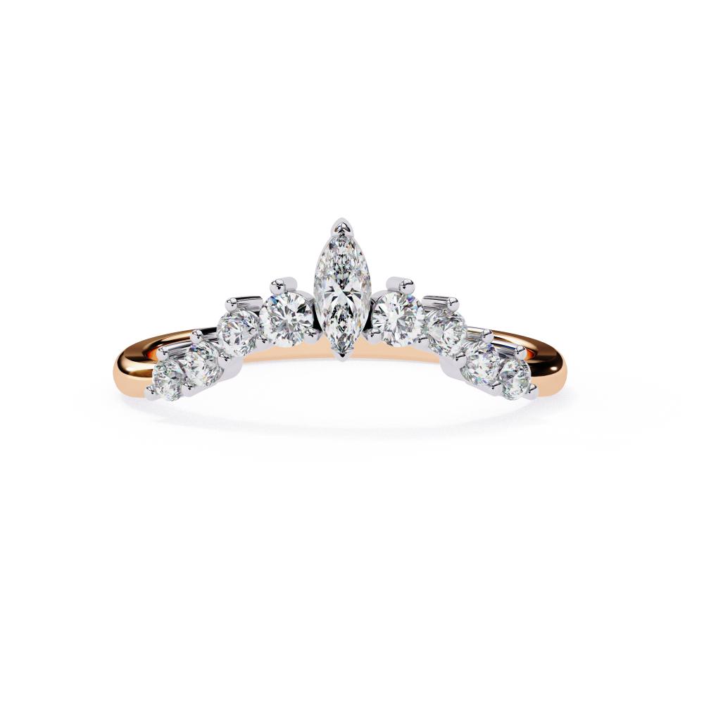 The Meziani  Marquise Round Curved Wedding Band
