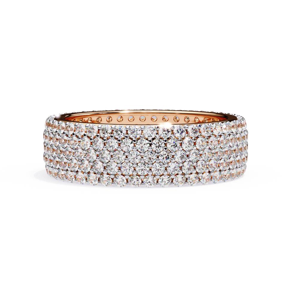 The Aubrie Round Five Row Pave Wedding band