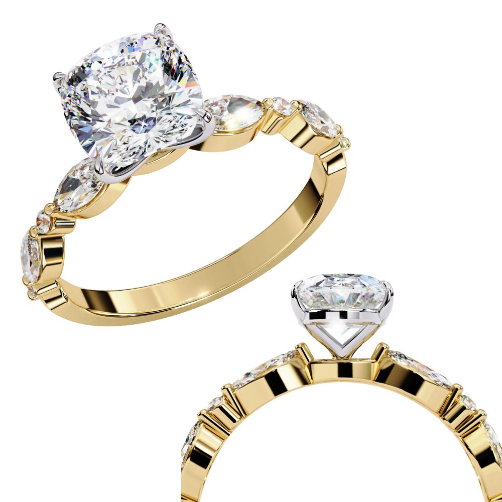 The Joanna Cushion Solitaire Accent Engagement Ring