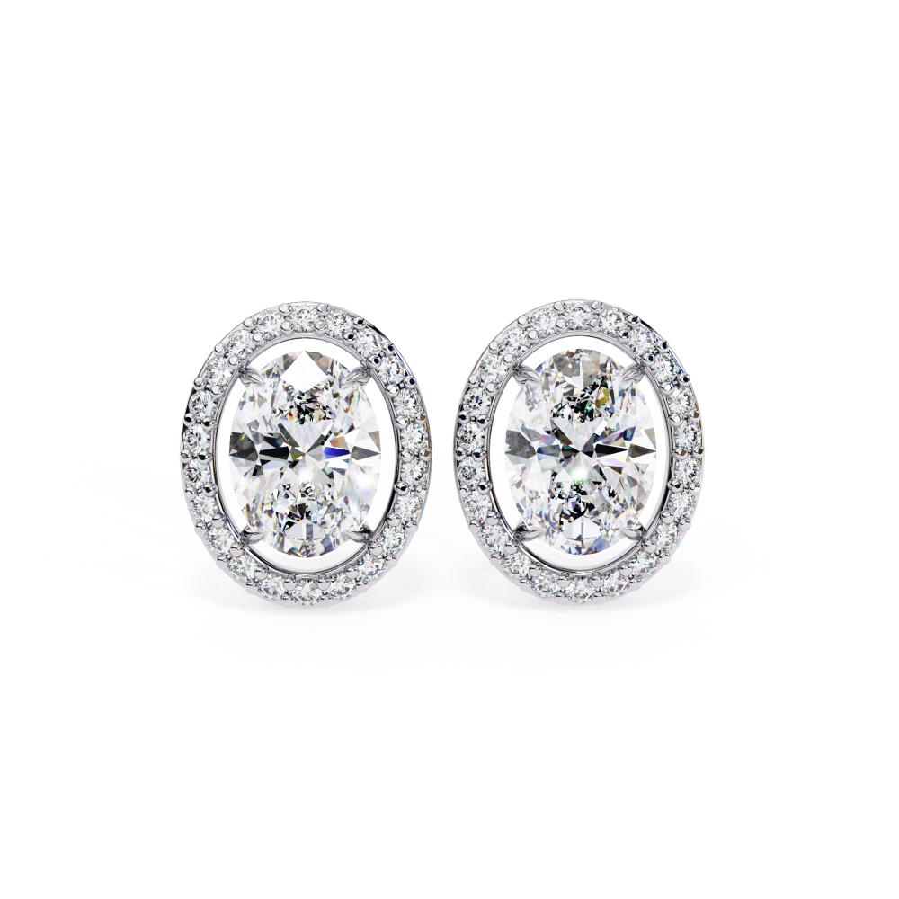 The Elijah Oval Halo Style Stud Earrings