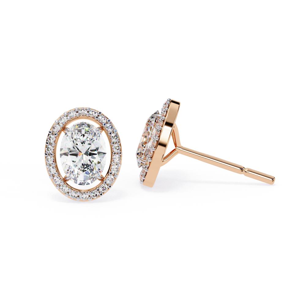 The Elijah Oval Halo Style Stud Earrings