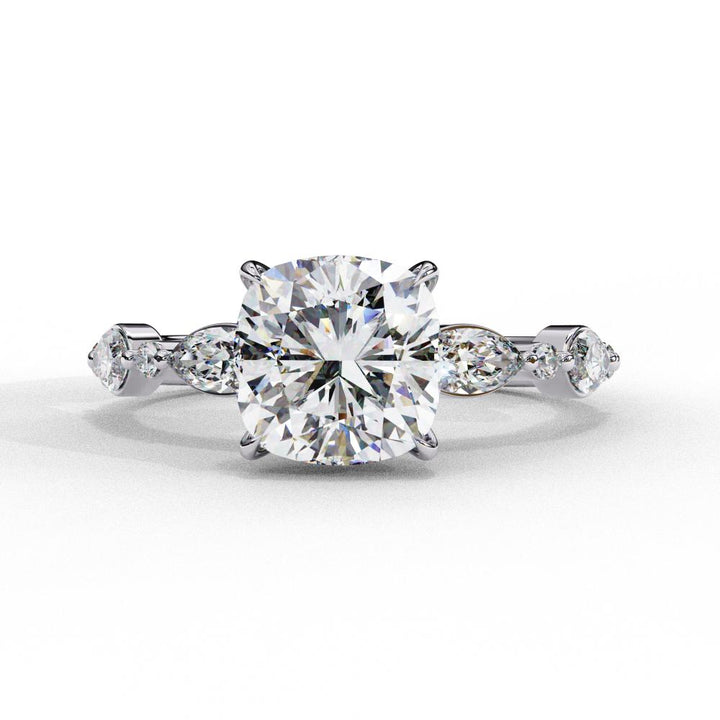 The Joanna Cushion Solitaire Accent Engagement Ring