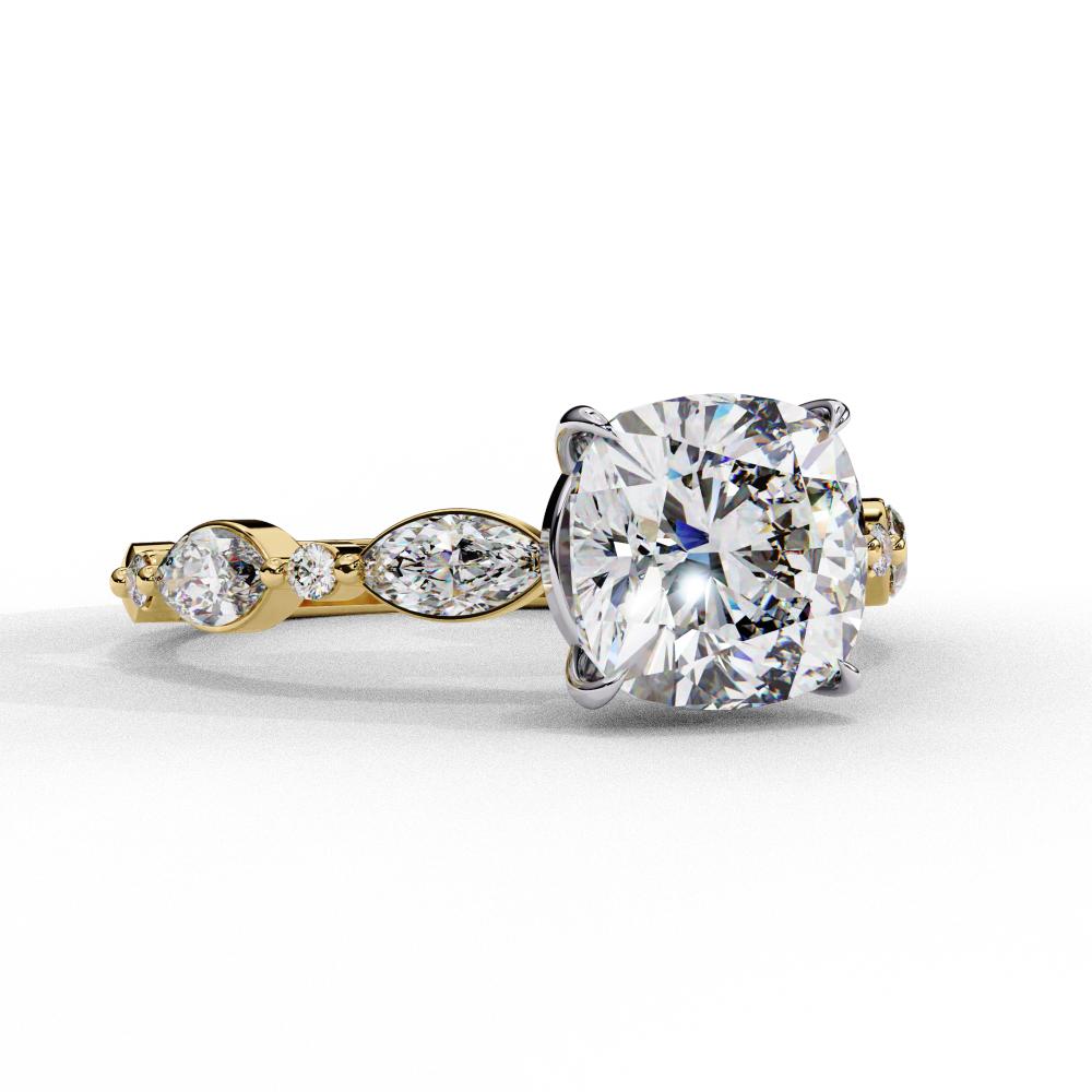 The Joanna Cushion Solitaire Accent Engagement Ring