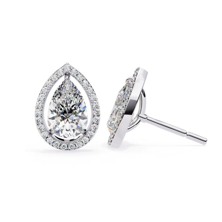 The Elijah Pear Halo Style Stud Earrings