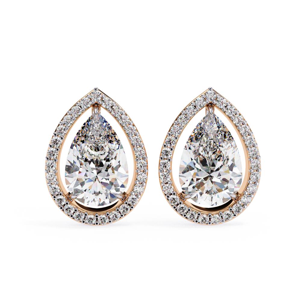 The Elijah Pear Halo Style Stud Earrings