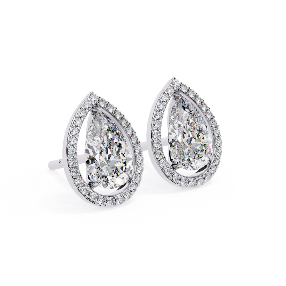 The Elijah Pear Halo Style Stud Earrings