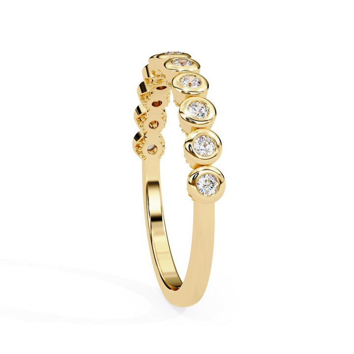 The Emilia Round Bezel Set Half Eternity Wedding Band