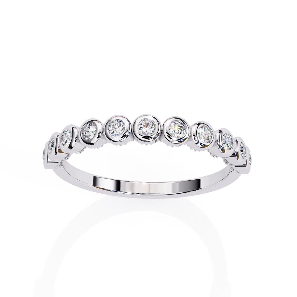 The Emilia Round Bezel Set Half Eternity Wedding Band