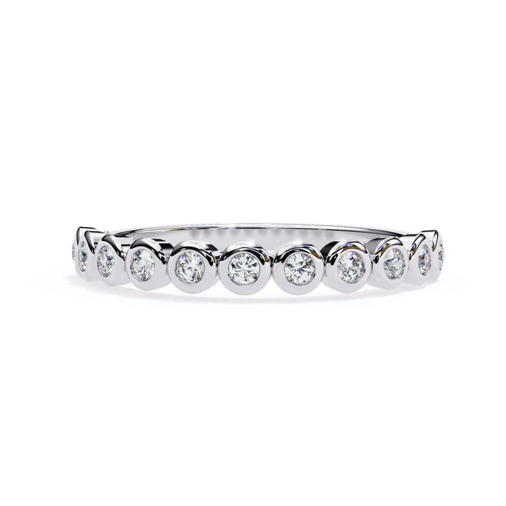 The Emilia Round Bezel Set Half Eternity Wedding Band