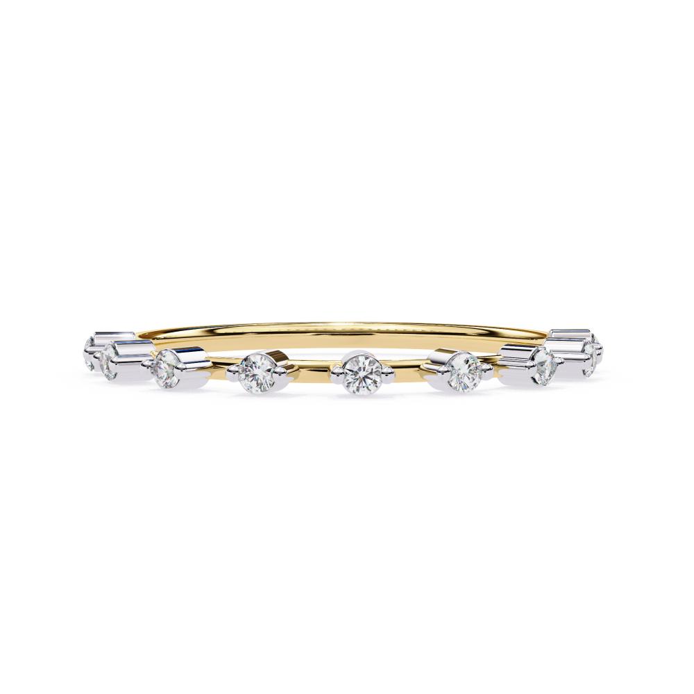 The Yonis Round Space Prong Set Half Eternity Wedding Band